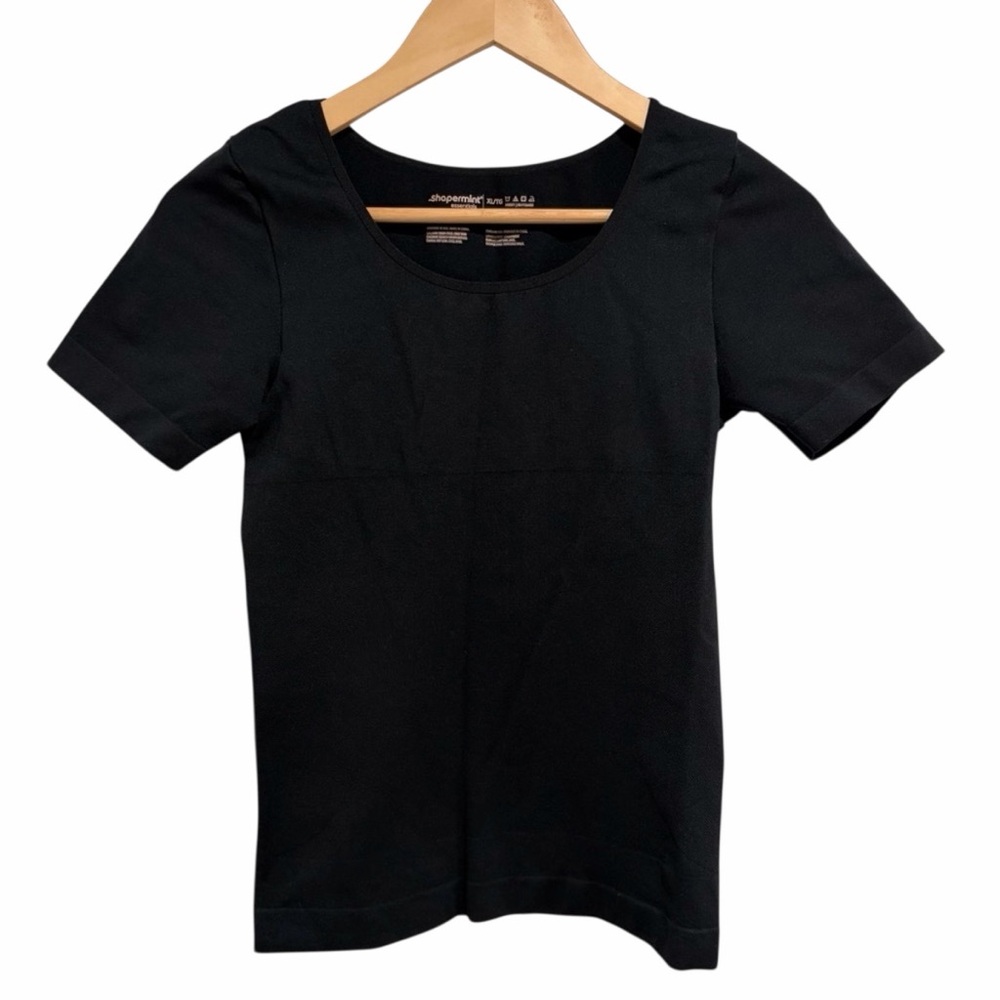 Shapermint Essentials Shaping Short Sleeve T-Shirt Black Scoop Neck XL